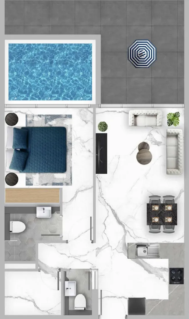 1 bedroom Apartments floor plan at Samana Mykonos