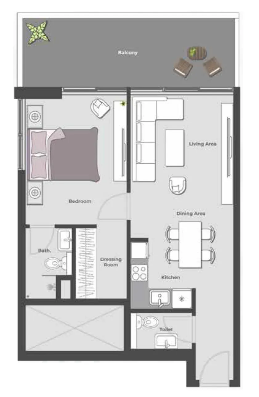 1 bedroom Apartments floor plan at Arib Collection
