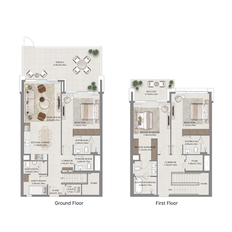 3 bedroom Townhouse floor plan at Terra Woods