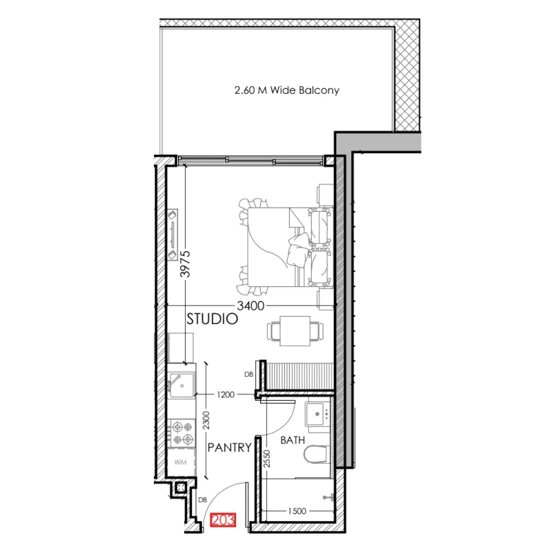 0 bedroom Apartments floor plan at Al Haseen Residences 5