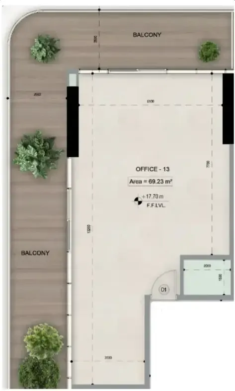  bedroom Office floor plan at Sky Line by Peace Homes