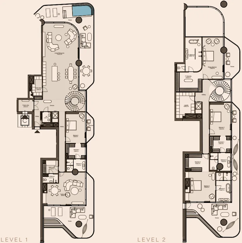4 bedroom Duplex floor plan at Eywa Way of Water