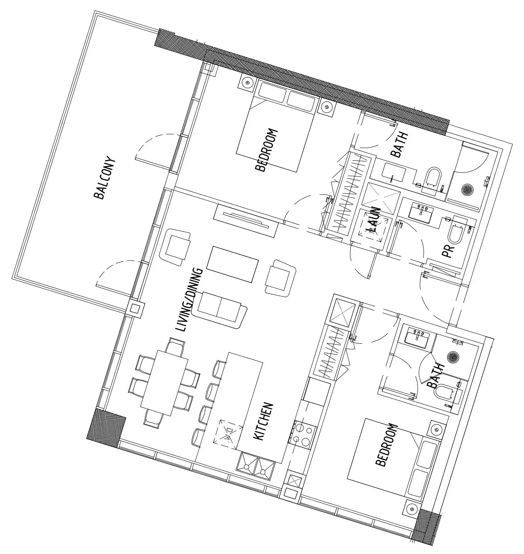 2 bedroom Apartments floor plan at Damac District