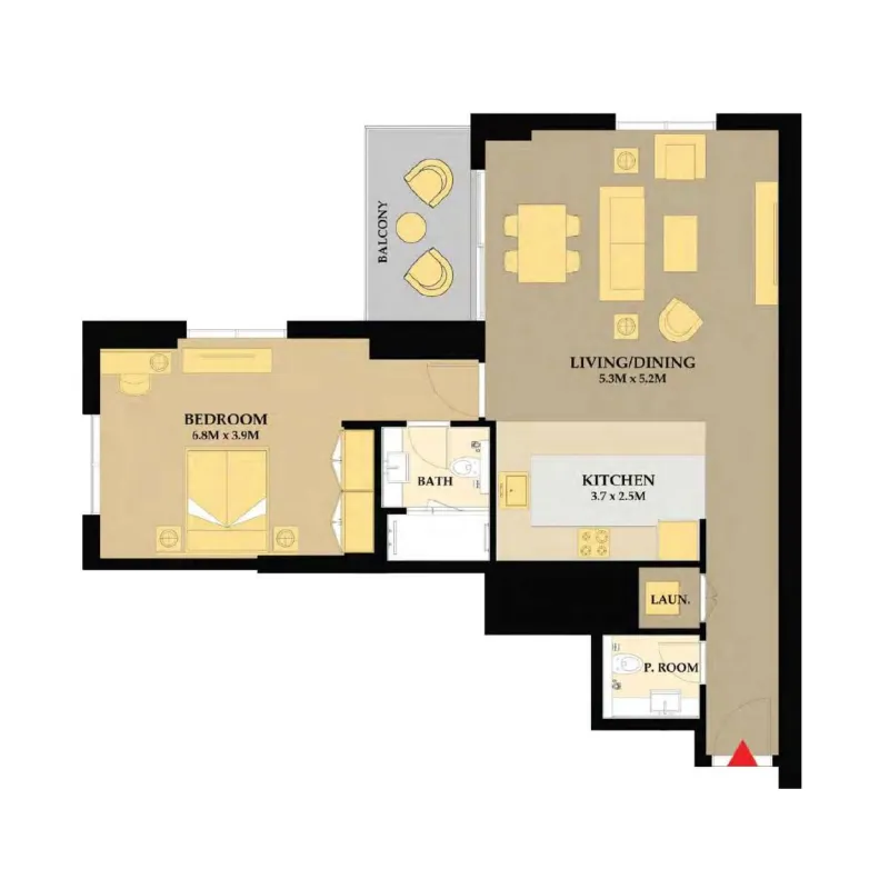 1 bedroom Apartments floor plan at Riva Residence
