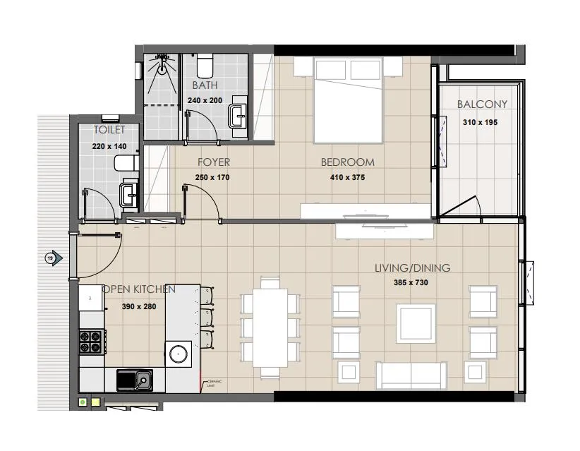 1 bedroom Apartments floor plan at Palatium Residence