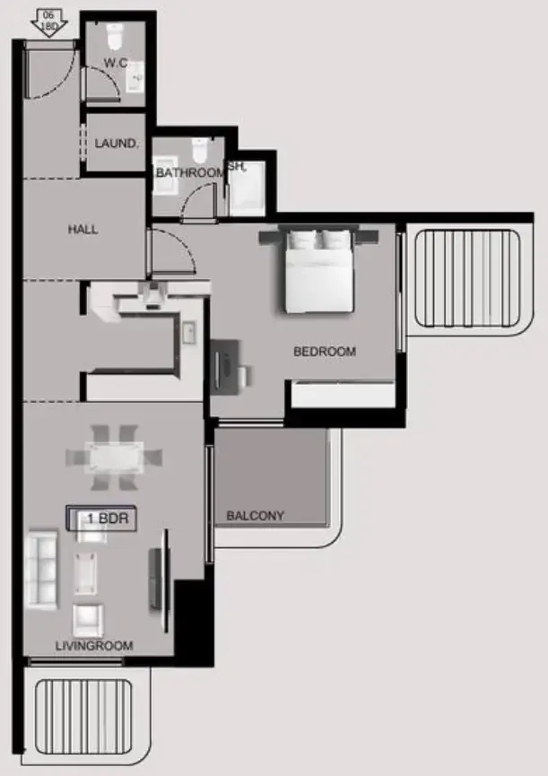 1 bedroom Apartments floor plan at Sea View Residence