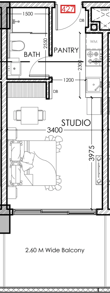 0 bedroom Apartments floor plan at Al Haseen Residences 5