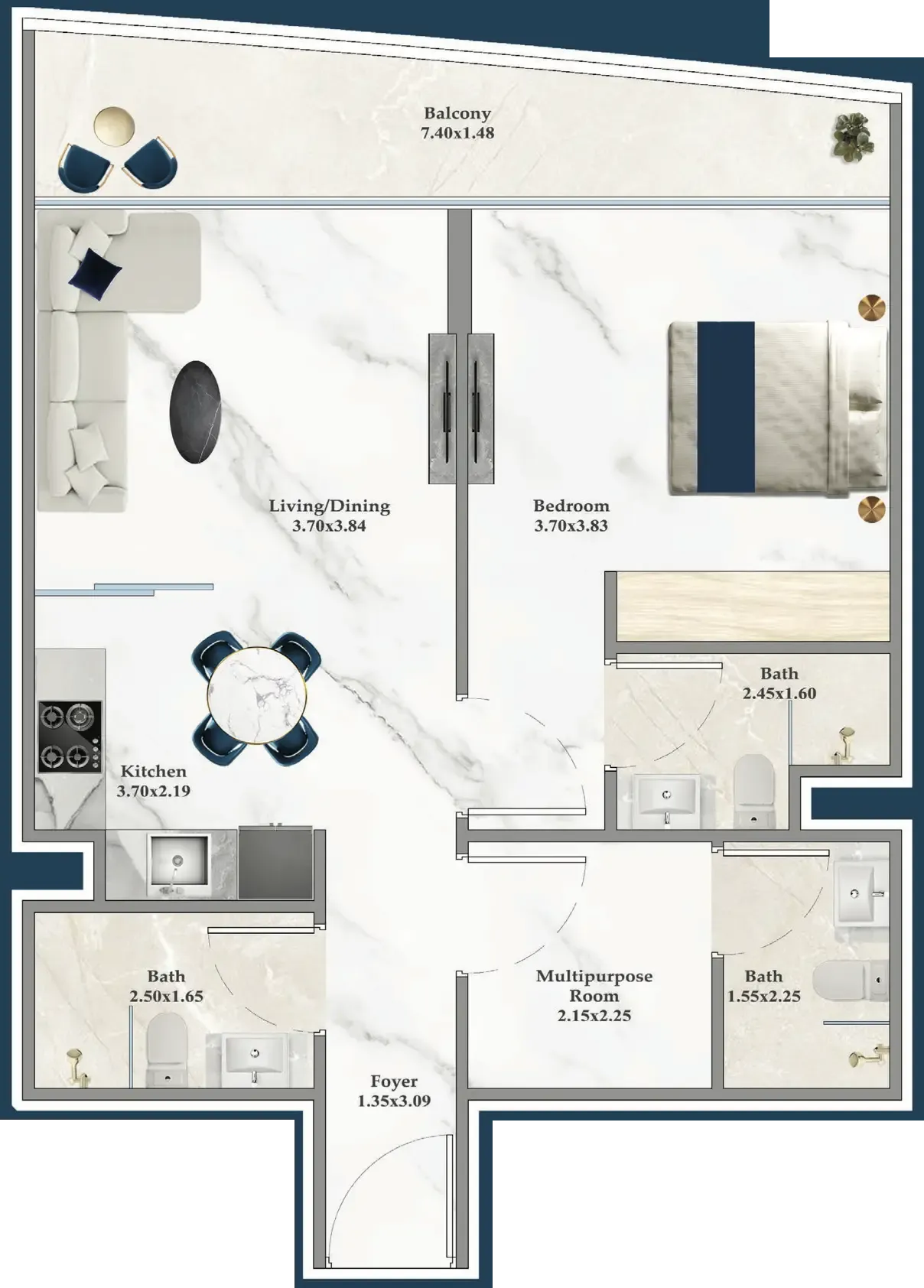 1 bedroom Apartments floor plan at Serenz