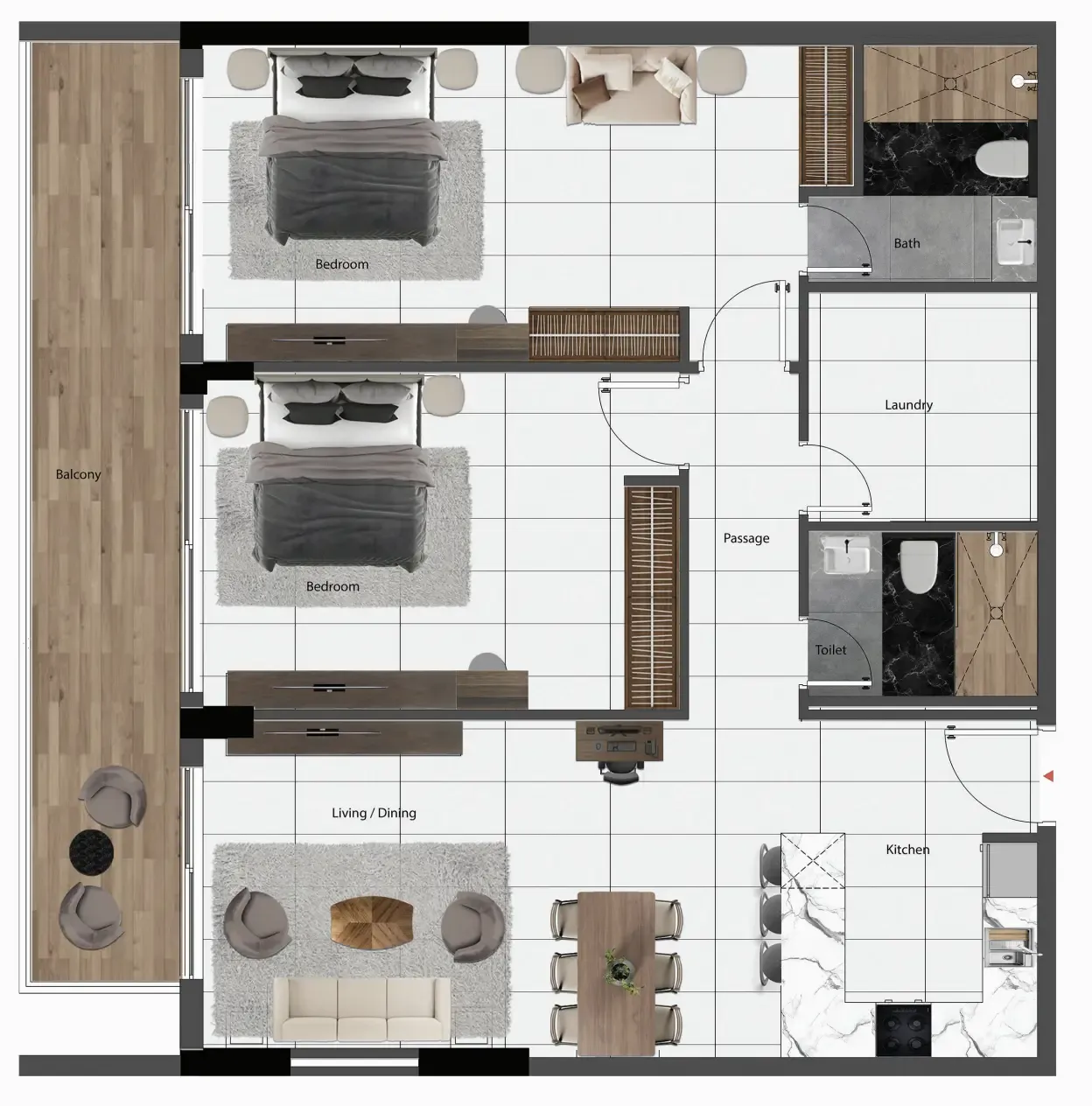 2 bedroom Apartments floor plan at Park Lane 2 by Heilbronn