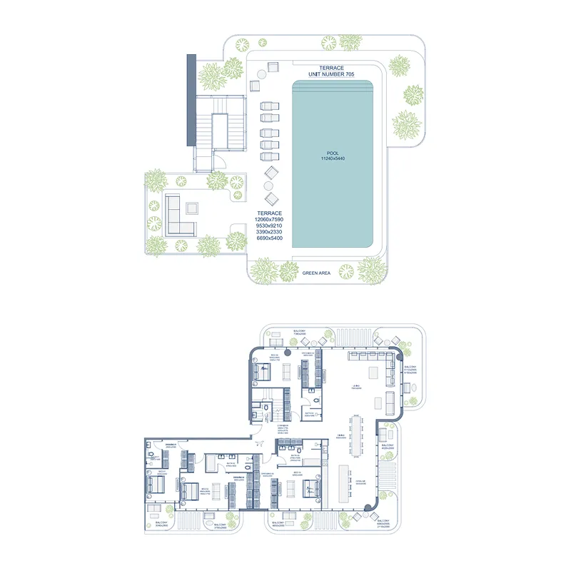 4 bedroom Penthouse floor plan at Le Chateau Pietrus
