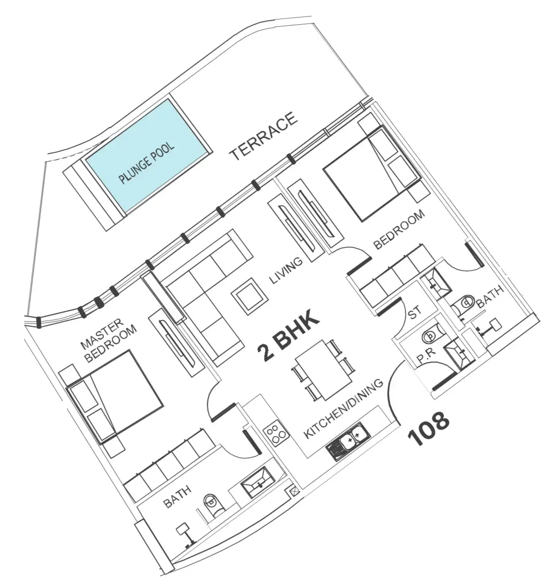 2 bedroom Apartments floor plan at Villa Del Garda