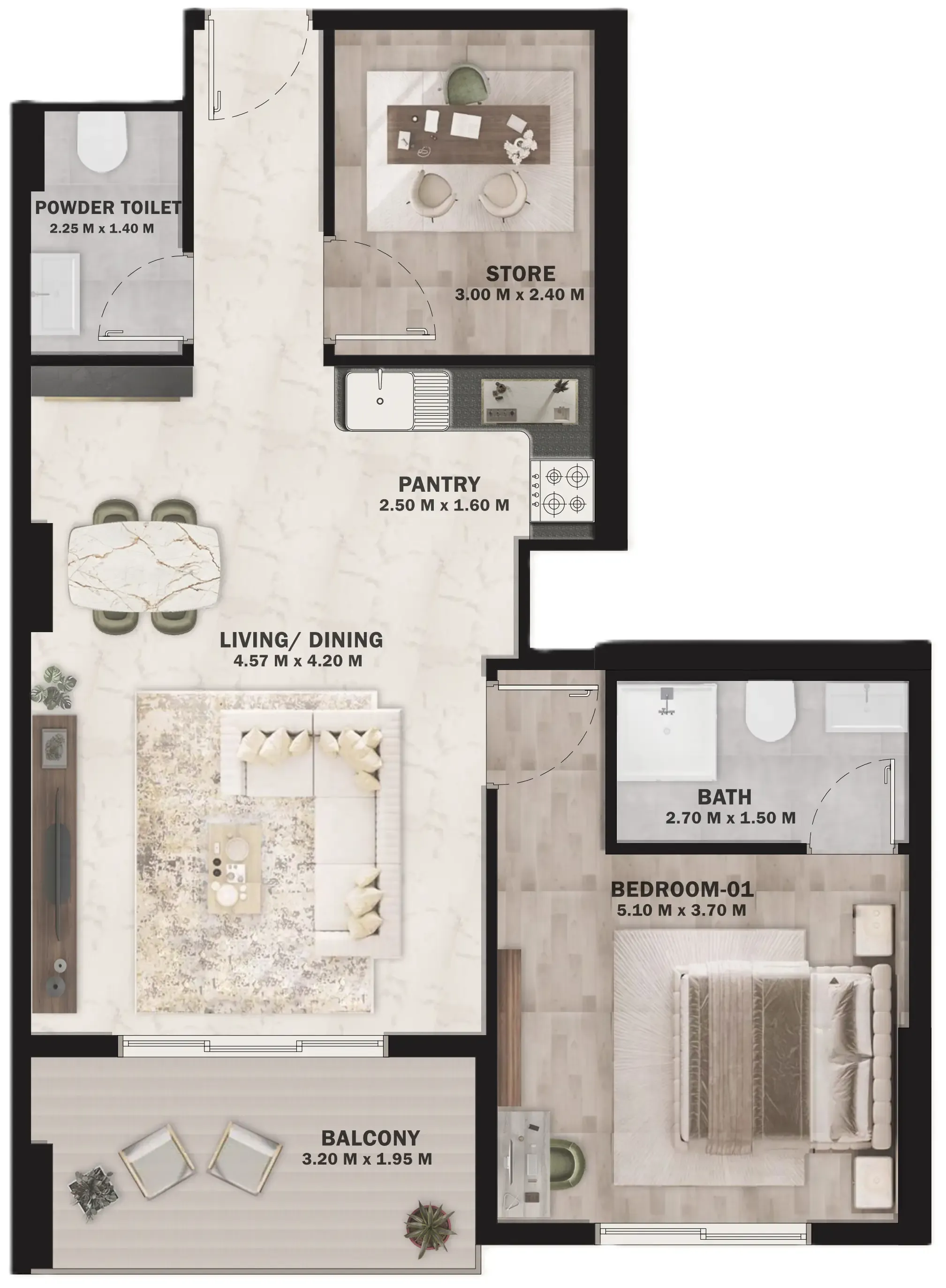1 bedroom Apartments floor plan at VOI Residence