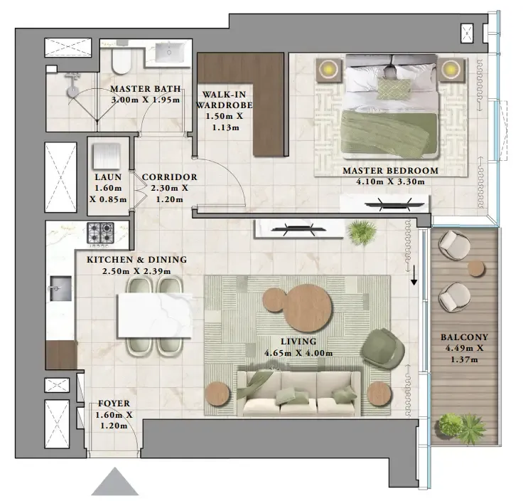 1 bedroom Apartments floor plan at Avarra by Palace