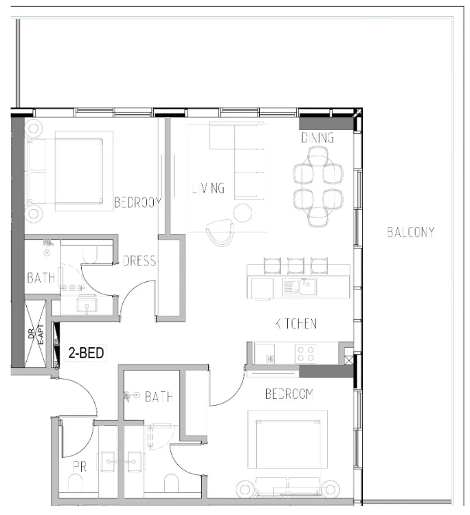 2 bedroom Apartments floor plan at Shoreline