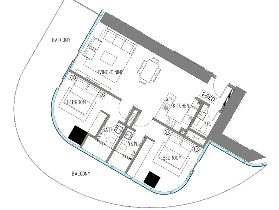 2 bedroom Apartments floor plan at Damac Casa