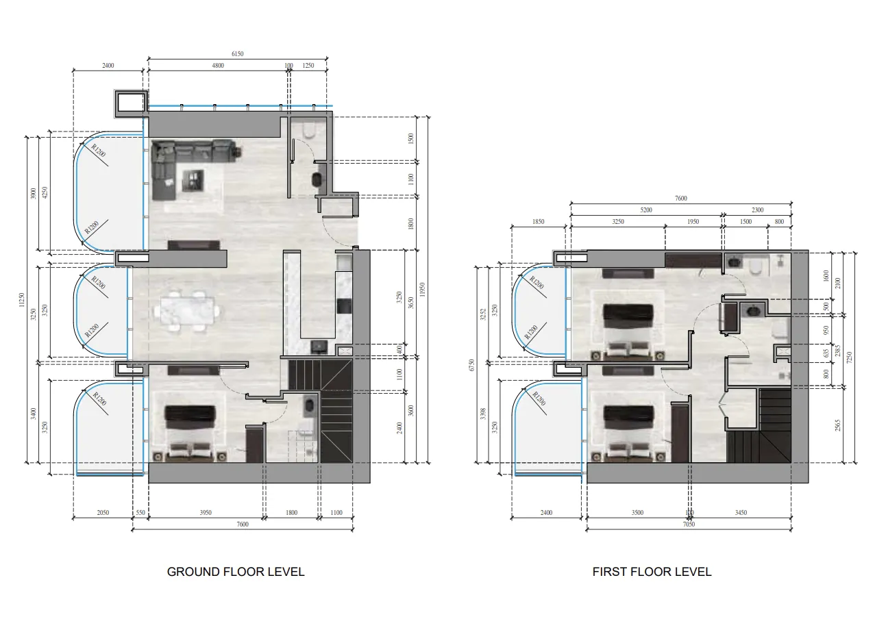 3 bedroom Duplex floor plan at Ananda Residences