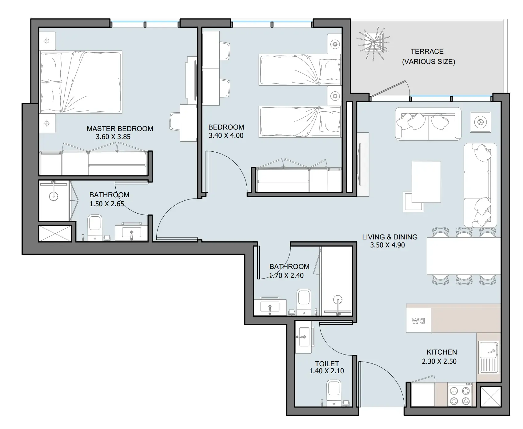2 bedroom Apartments floor plan at The District