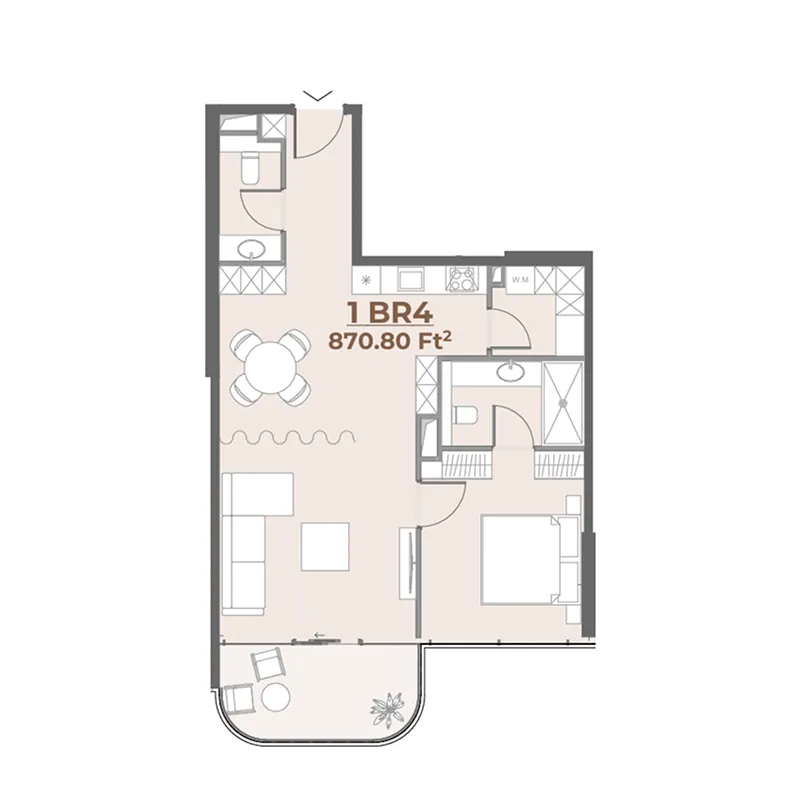 1.5 bedroom Apartments floor plan at House of WELL