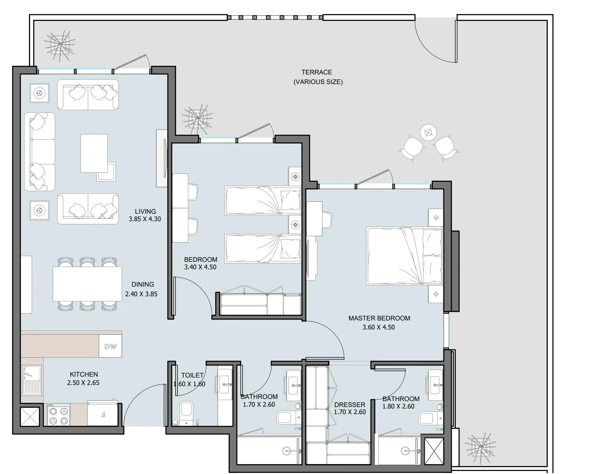 2 bedroom Apartments floor plan at The District