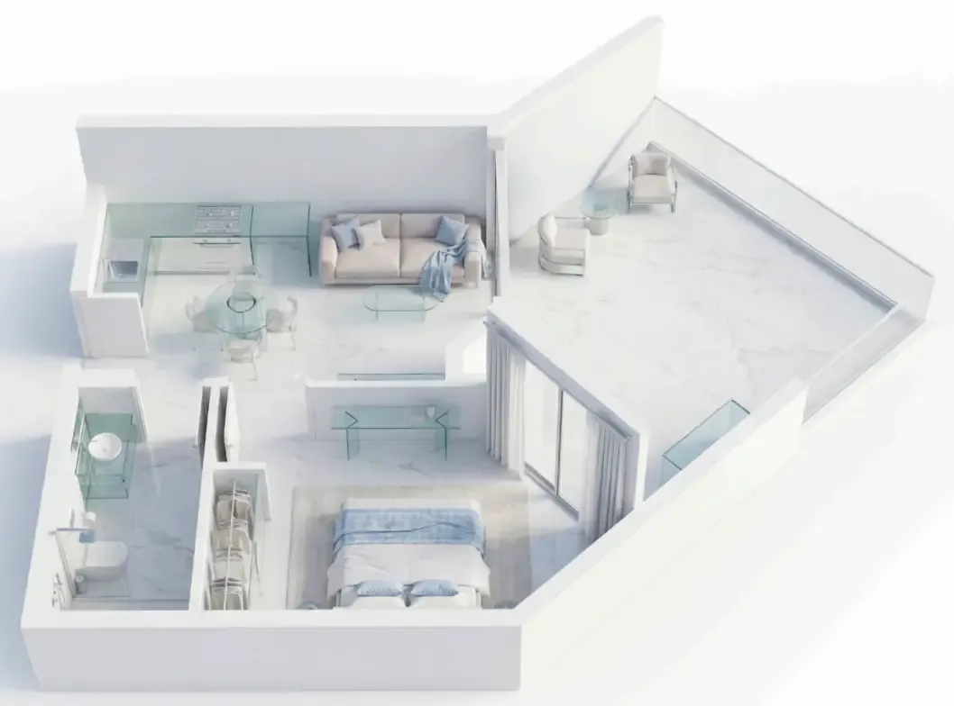 1 bedroom Apartments floor plan at Ice Beach