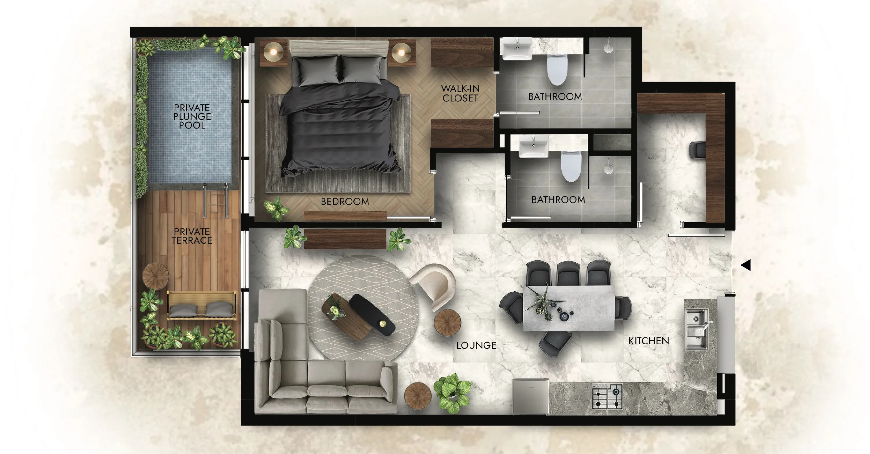 1 bedroom Apartments floor plan at Lucky Royale Residence