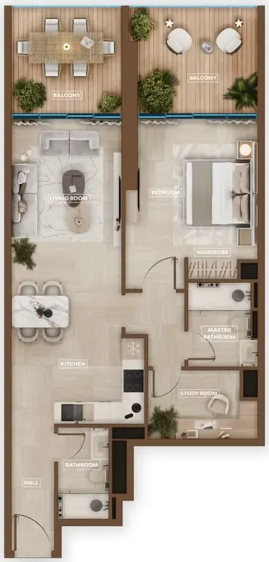 1.5 bedroom Apartments floor plan at Sky Hills Astra