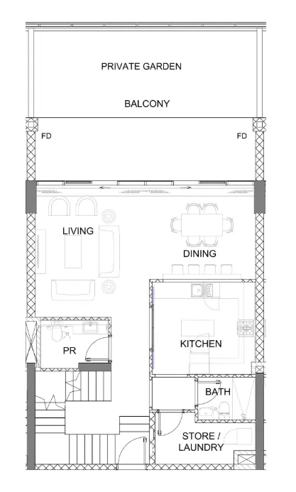 2 bedroom Townhouse floor plan at Golf Greens