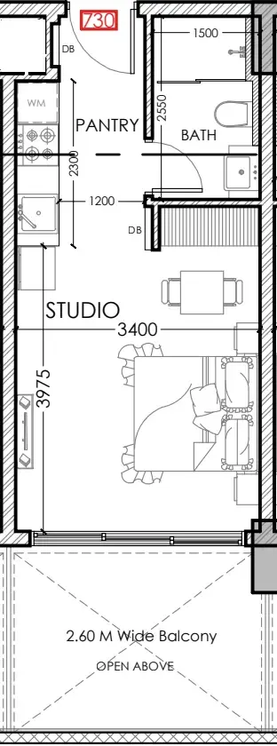 0 bedroom Apartments floor plan at Al Haseen Residences 5