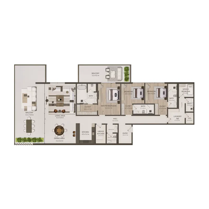 3 bedroom Apartments floor plan at Omoria Private Residences