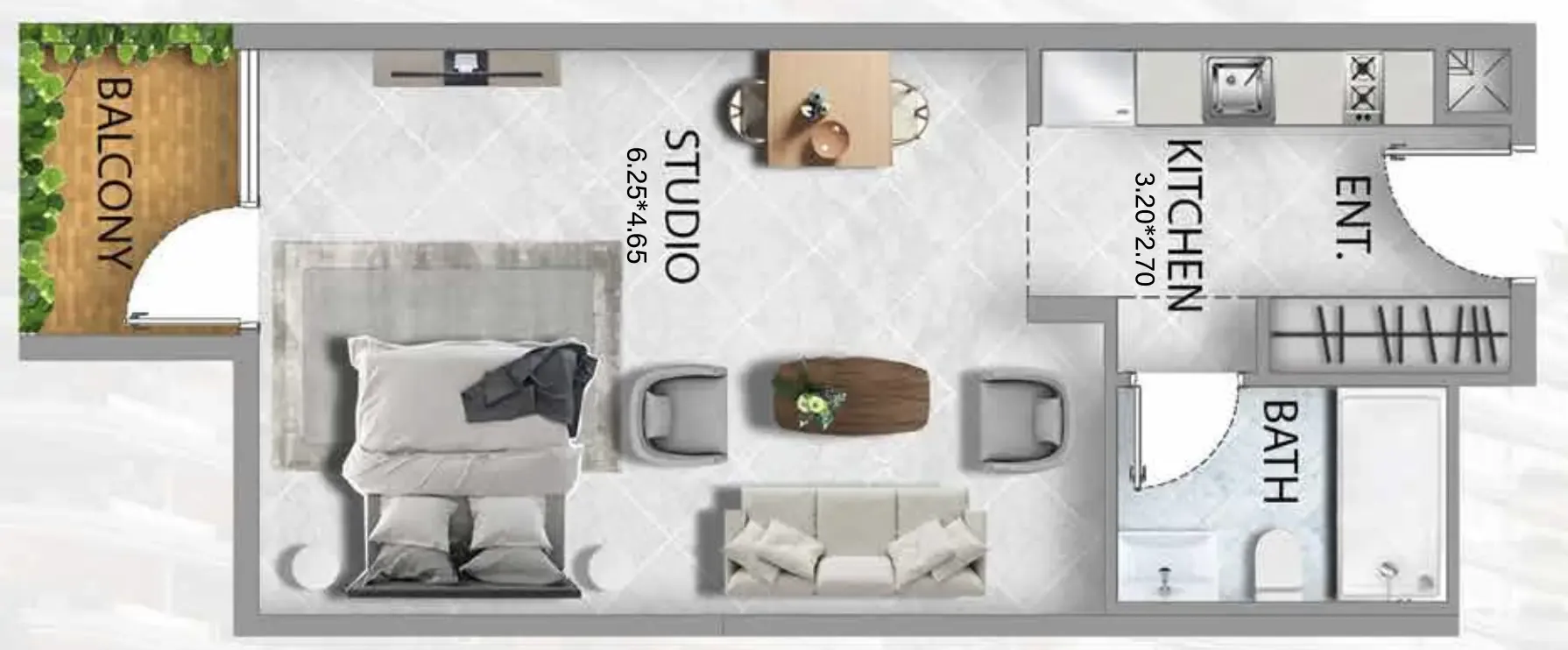 0 bedroom Apartments floor plan at 311 Boulevard