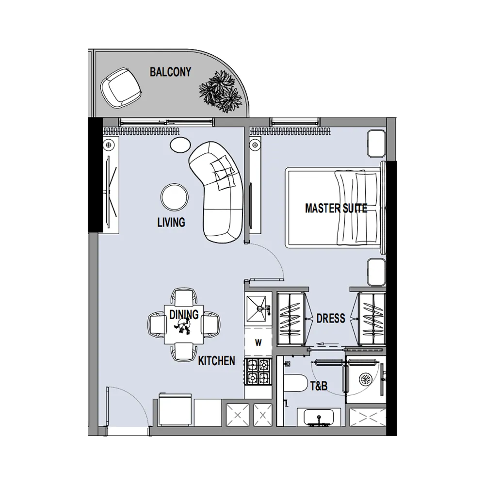 1 bedroom Apartments floor plan at Verso