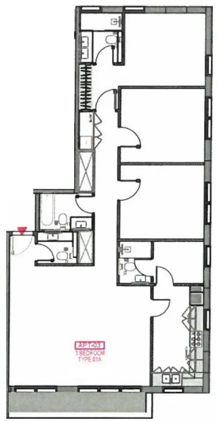 3 bedroom Apartments floor plan at Al Mamsha Sharjah