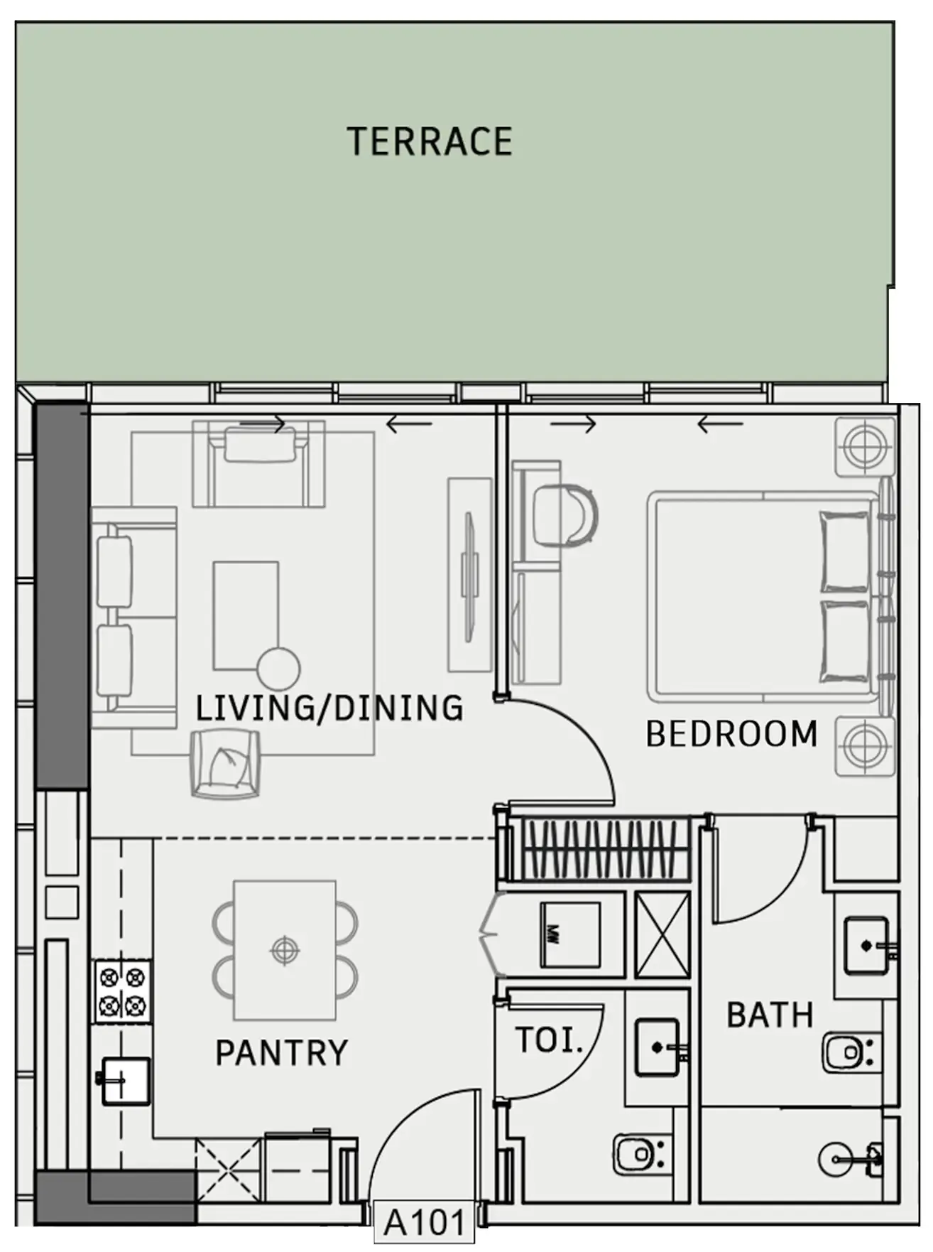 1 bedroom Apartments floor plan at One Sky Park