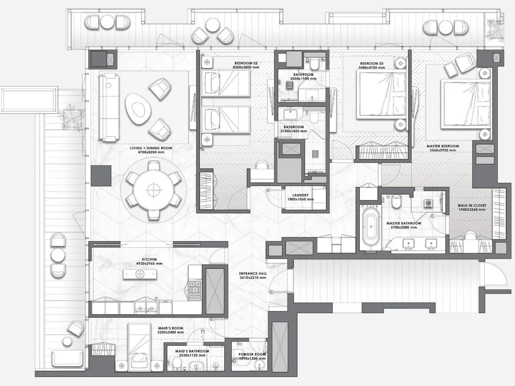 3 bedroom Apartments floor plan at DaVinci