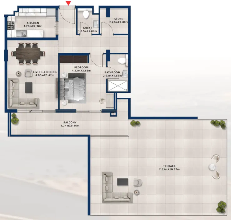 1 bedroom Apartments floor plan at Asayel Avenue