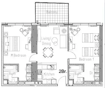 2 bedroom Apartments floor plan at Aykon City Tower