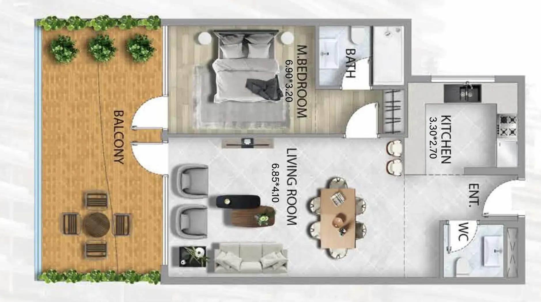 1 bedroom Apartments floor plan at 311 Boulevard