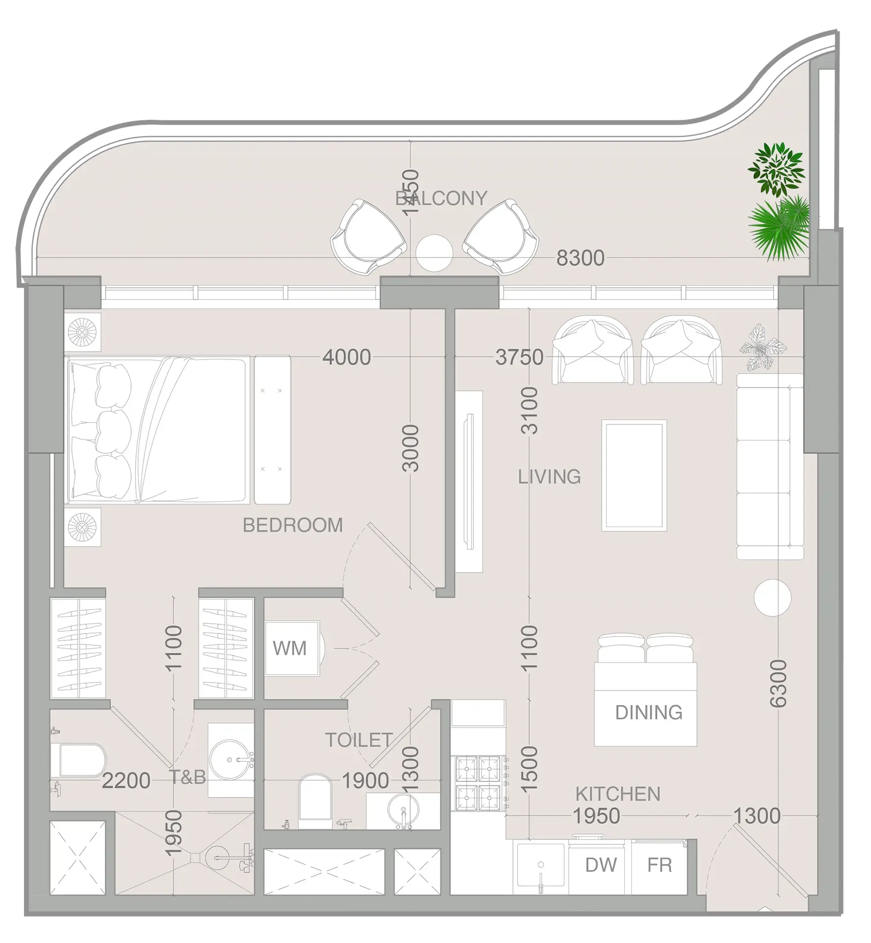 1 bedroom Apartments floor plan at ALTA V1EW