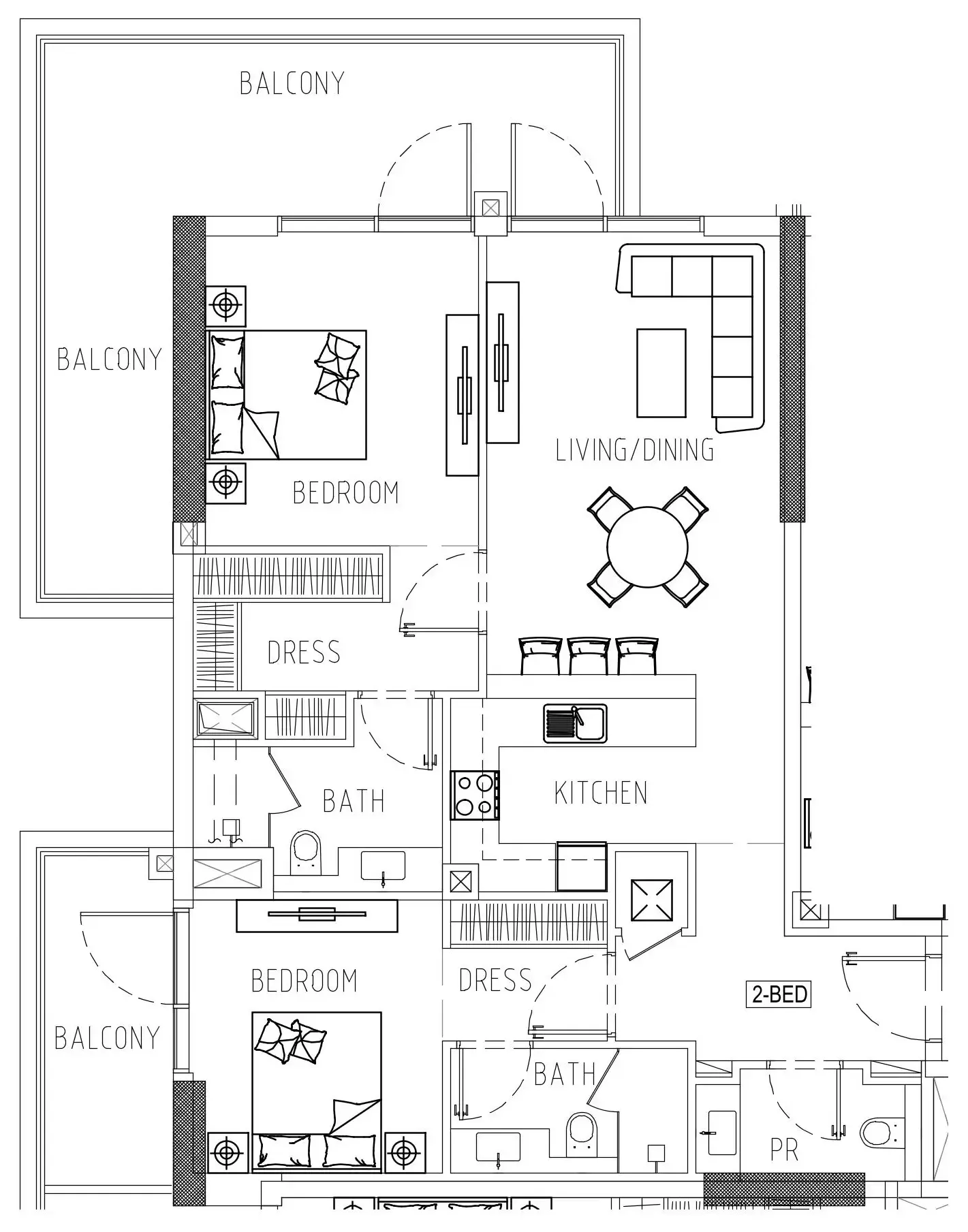 2 bedroom Apartments floor plan at Damac Riverside Views