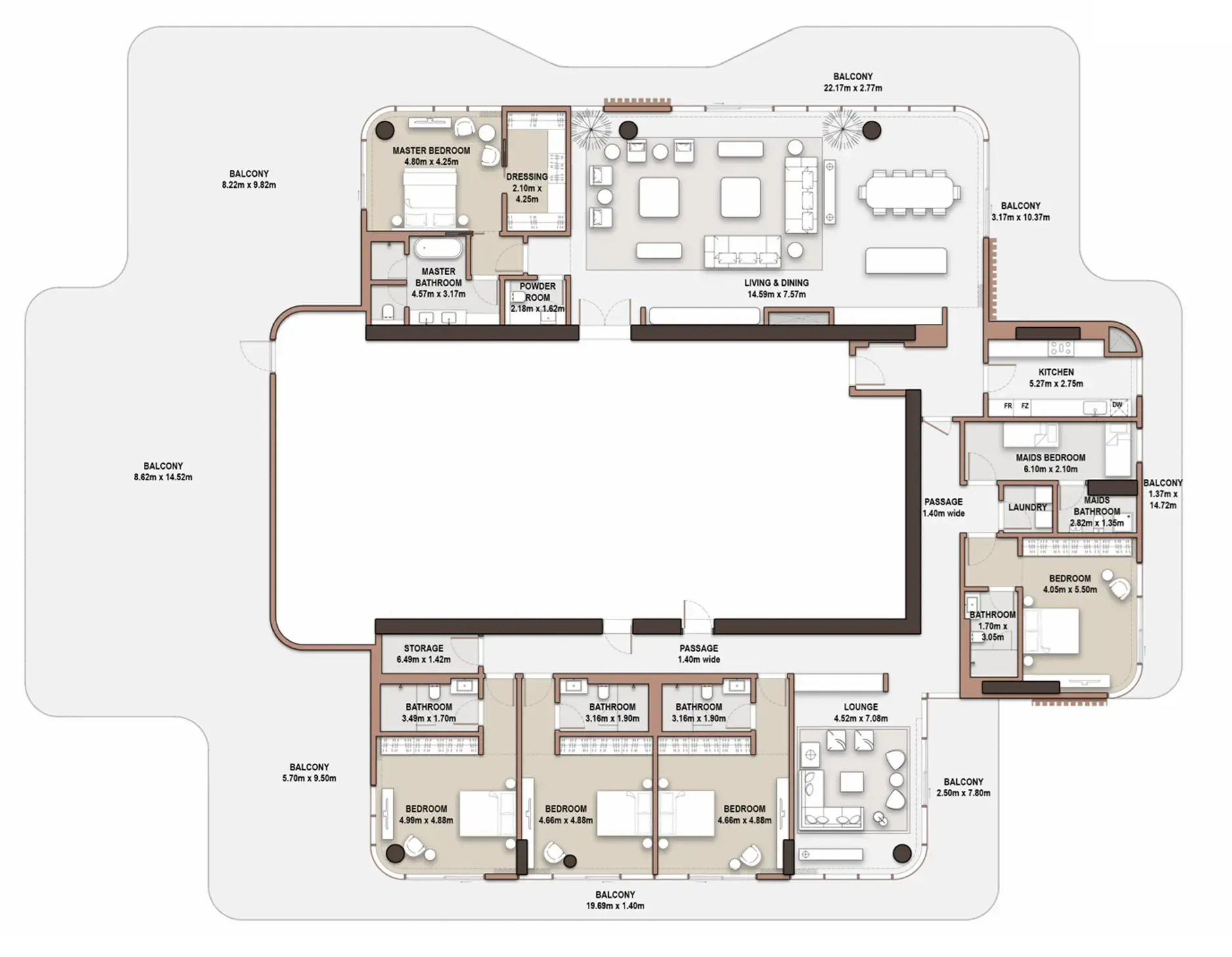 5 bedroom Penthouse floor plan at The Edit at d3