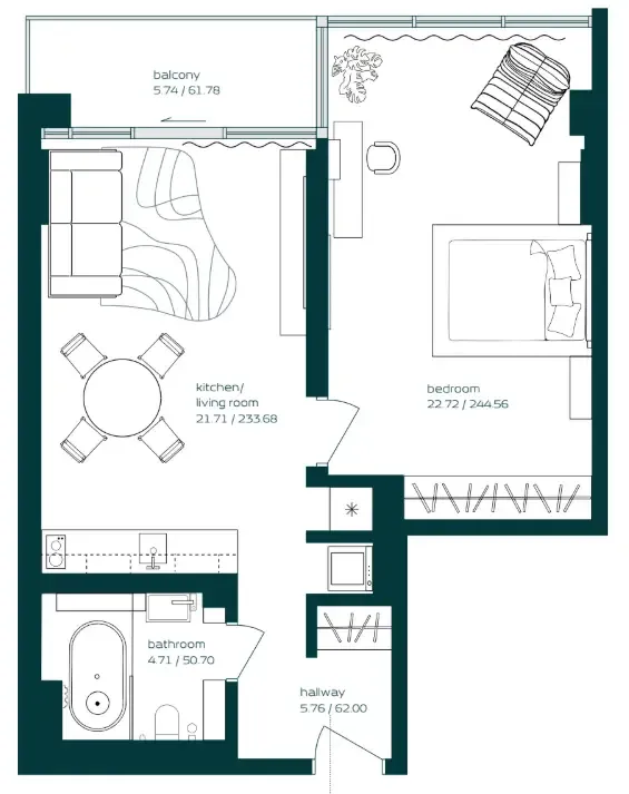 1 bedroom Apartments floor plan at Vibe