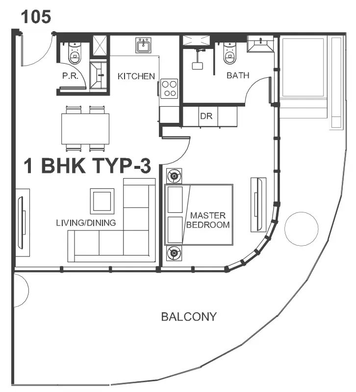 1 bedroom Apartments floor plan at Interstellar Tower
