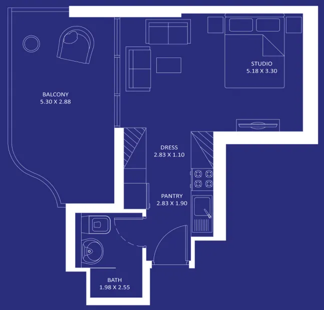 0 bedroom Apartments floor plan at Oceanz