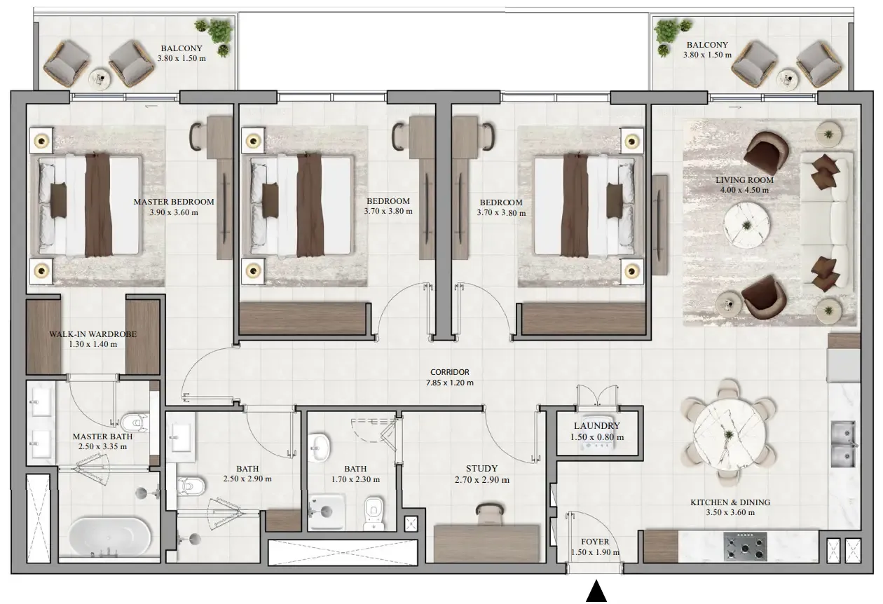 3 bedroom Apartments floor plan at Vista Ridge