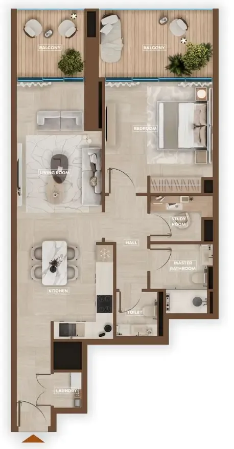 1 bedroom Apartments floor plan at Sky Hills Astra