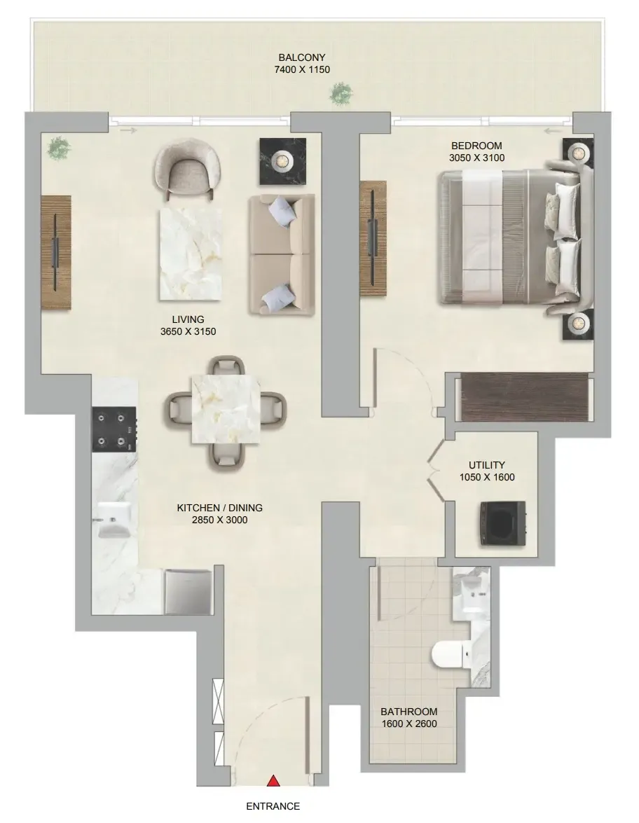 1 bedroom Apartments floor plan at The Tranquil at Sobha Central