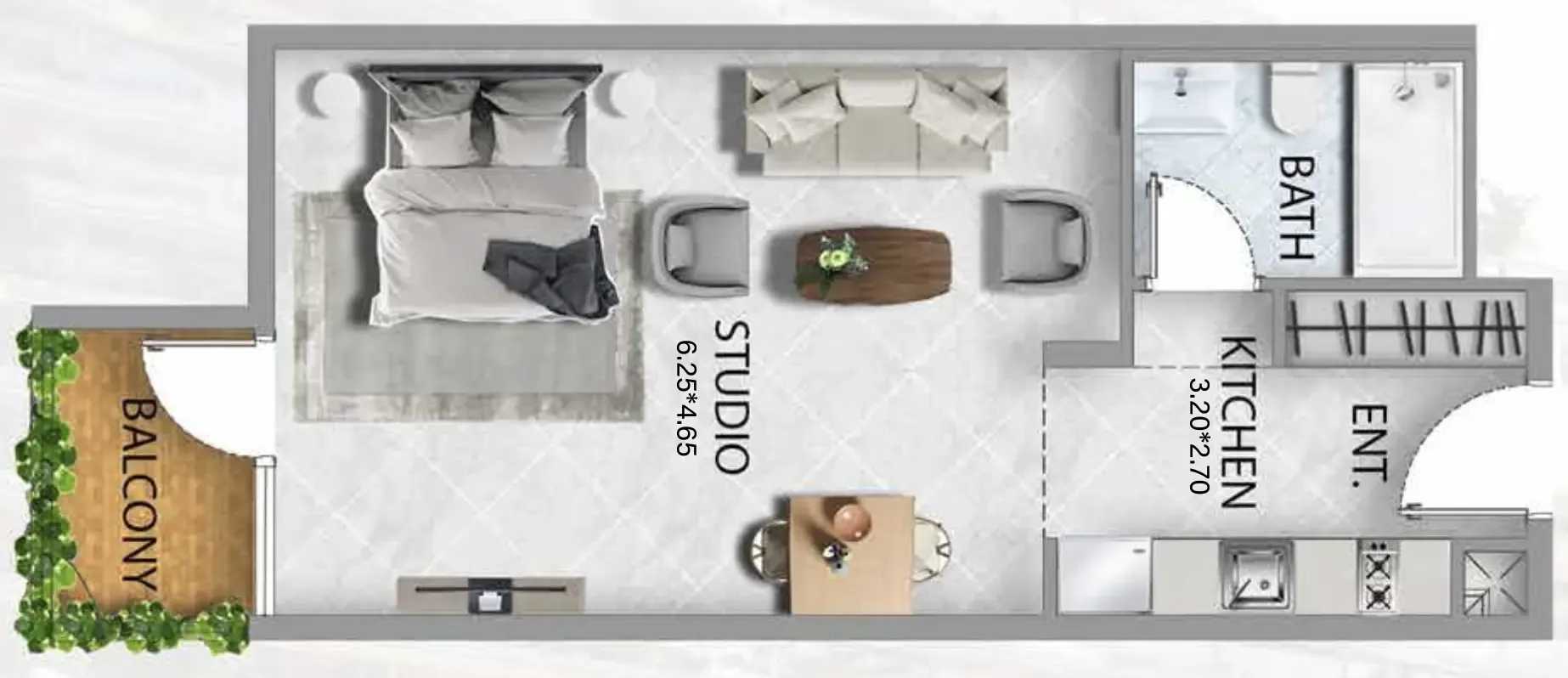 0 bedroom Apartments floor plan at 311 Boulevard