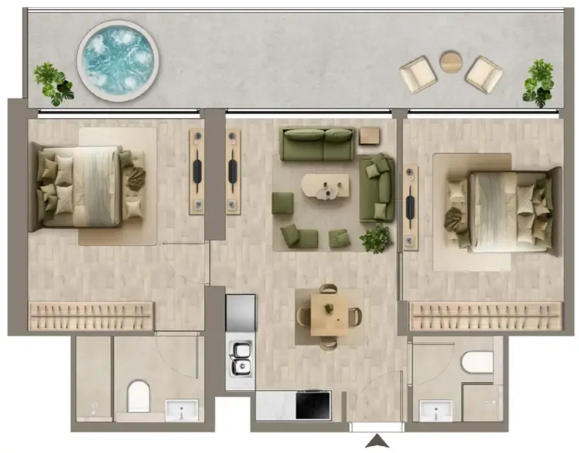 2 bedroom Apartments floor plan at Colibri Views