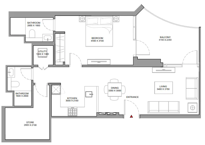 1 bedroom Apartments floor plan at Skyvue Spectra