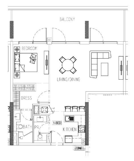 1 bedroom Apartments floor plan at Damac Riverside Views